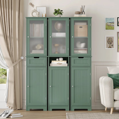 Homfa Bathroom Storage Tower, Narrow Linen Cabinet with Door and Drawers, Tall Bathroom Storage Cabinet for Small Spaces, White
