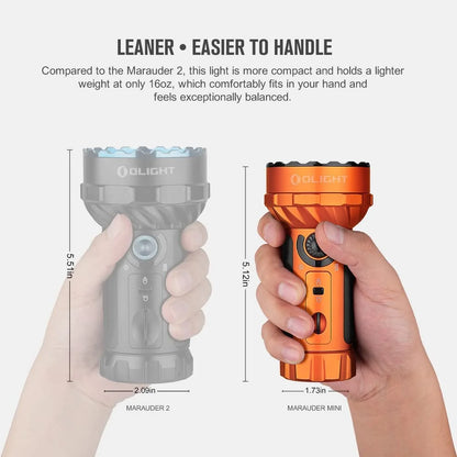 OLIGHT Marauder Mini 7,000 Lumens Bright Flashlight with 600 Meters Beam Distance, Powerful RGB Lights, Magnetic Rechargeable for Outdoors Work, Hunting, and Searching(Black)