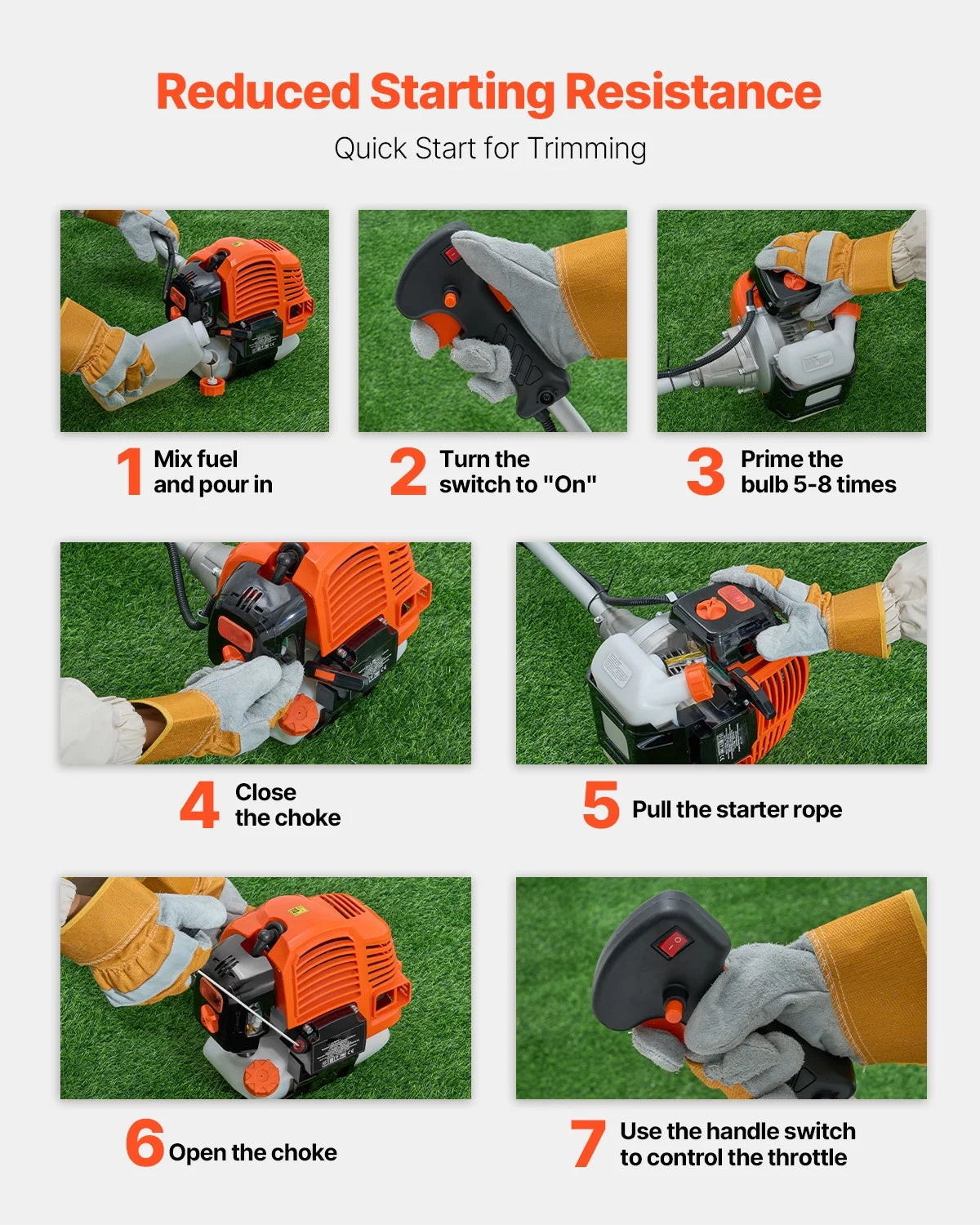 KFFKFF Grass Cutter, 51.7CC 2-Stroke, Fueled by Gas, 16.9" Wireless Lawn Trimmer, Versatile Yard Edger with Shoulder Support & 3T Blade, Plant Cutter for Efficient Lawn Maintenance
