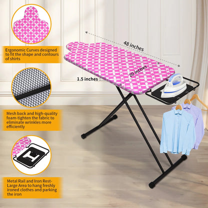 KDJ HOME Slieton Extra Large Ironing Board with Hang Rail, 20-Inch Wide