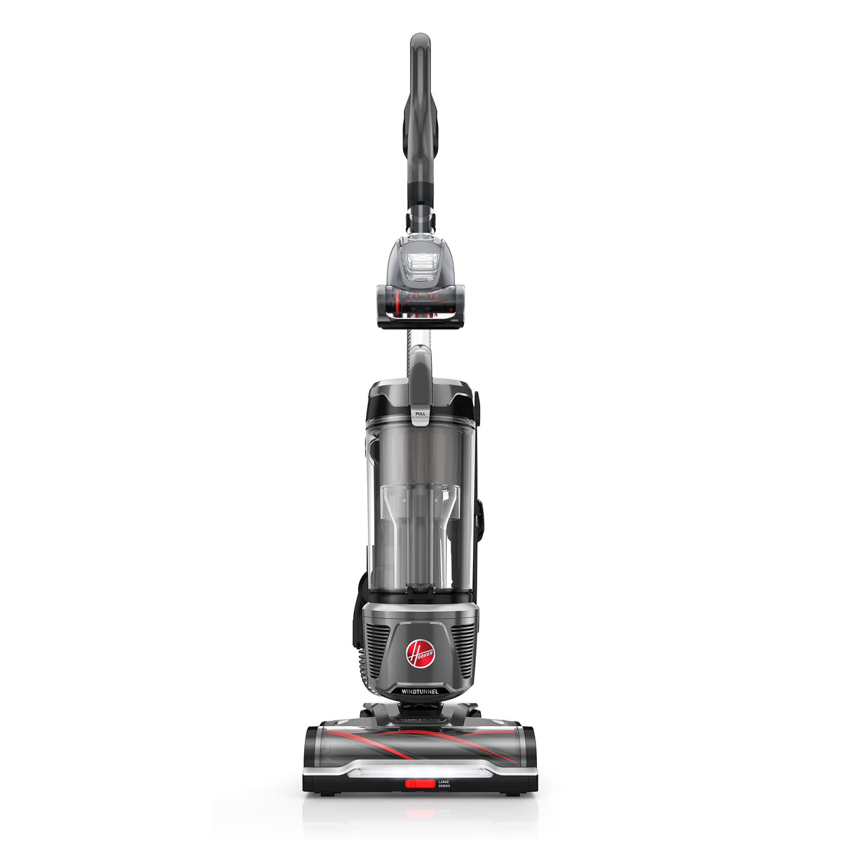Hoover Upright Vacuum, WindTunnel Tangle Guard, Bagless, with Swivel Steering, Hard Floor and Carpet, Crevice Tool, Dusting Brush, Turbo Tool, LED headlights, UH77110, Black