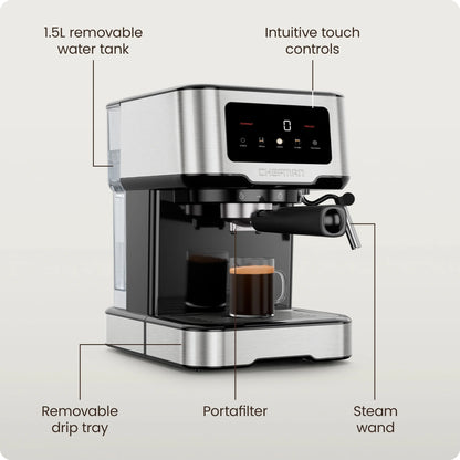 Chefman CraftBrew Espresso Machine w/ Steam Wand and Touch Controls �C Stainless Steel