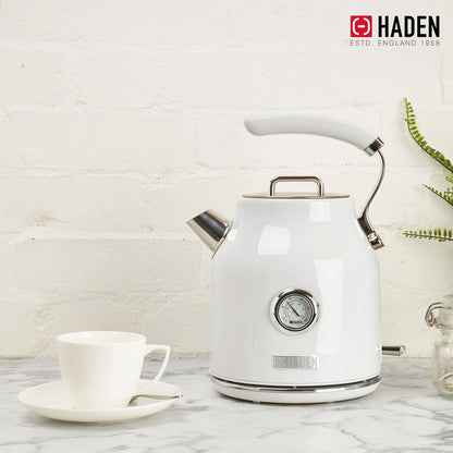 Haden Dorset 1.7 Liter Electric Water Kettle with Base, Putty & Chrome