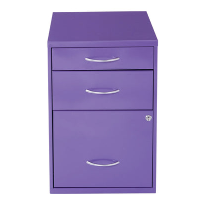 Osp Designs 3 Drawer Vertical Metal Lockable Filing Cabinet, Purple