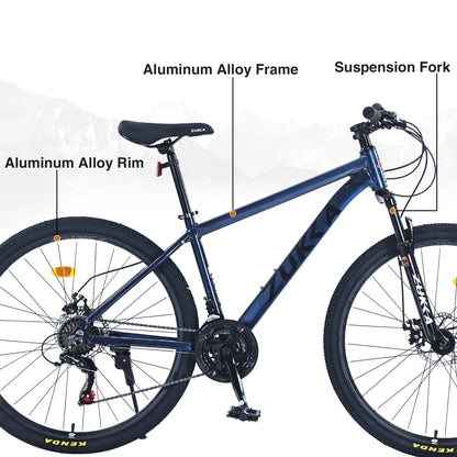27.5" MTB Mountain Bike for Men - 21-Speed Aluminum Alloy Frame, Front Suspension, Double Disc Brakes | Adult All-Terrain Bicycle