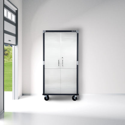 Seville Classics UltraHD Steel Body Lockable Storage Filing Cabinet Organizer Locker Shelving Unit 36" W x 18" D x 72" H, Granite