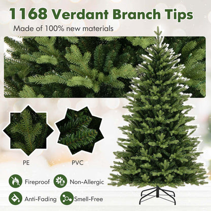 Costway 5 FT Pre-Lit Christmas Tree Hinged with 250 Multi-color Lights & 844 Branch Tips