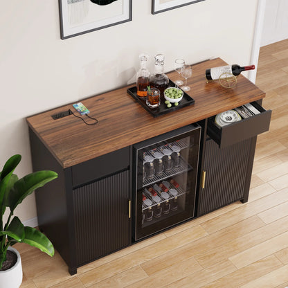Coffee Bar Cabinet with Fridge Space, Mini Fridge Cabinet��Buffet Sideboard��53.2"L