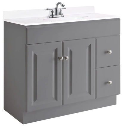 Design House Wyndham 36" Solid Wood Ready to Assemble 2-Door and 2-Drawer Bathroom Vanity Cabinet, White