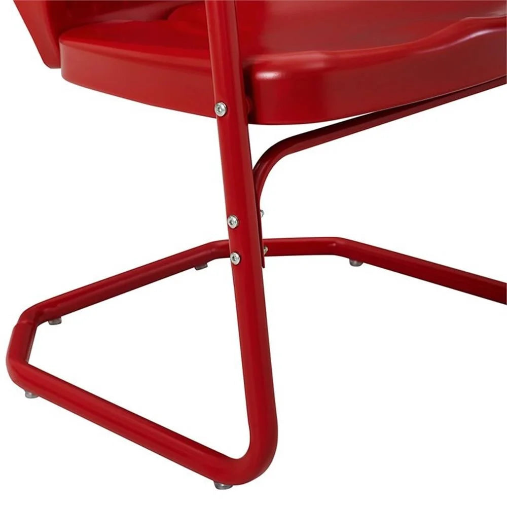 Crosley Ridgeland 2Pc Outdoor Metal Armchair Set - 2 Chairs-Color:Bright Red Gloss