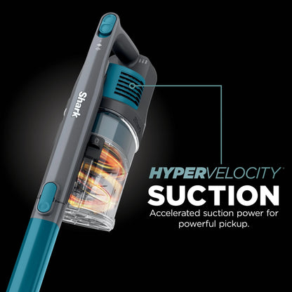Shark Pet Pro Bagless Cordless Stick Vacuum, Carpets and Hardfloors, Powerfins Brushroll, No Hair Wrap, Up to 40 Min Runtime, XL Dust Cup, IZ240 Teal