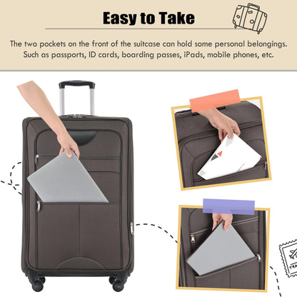 EUROCO 3 Piece Softside Luggage Set,Expandable Suitcase Set with TSA Lock and Spinner Wheels,Lightweight Suitcase for Men Women(20",24",28"),Black