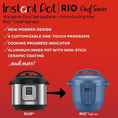 Instant Pot 6Qt RIO Chef Series 7-in-1 Multi-Cooker, Pressure Cooker, Slow Cook, & More, Black