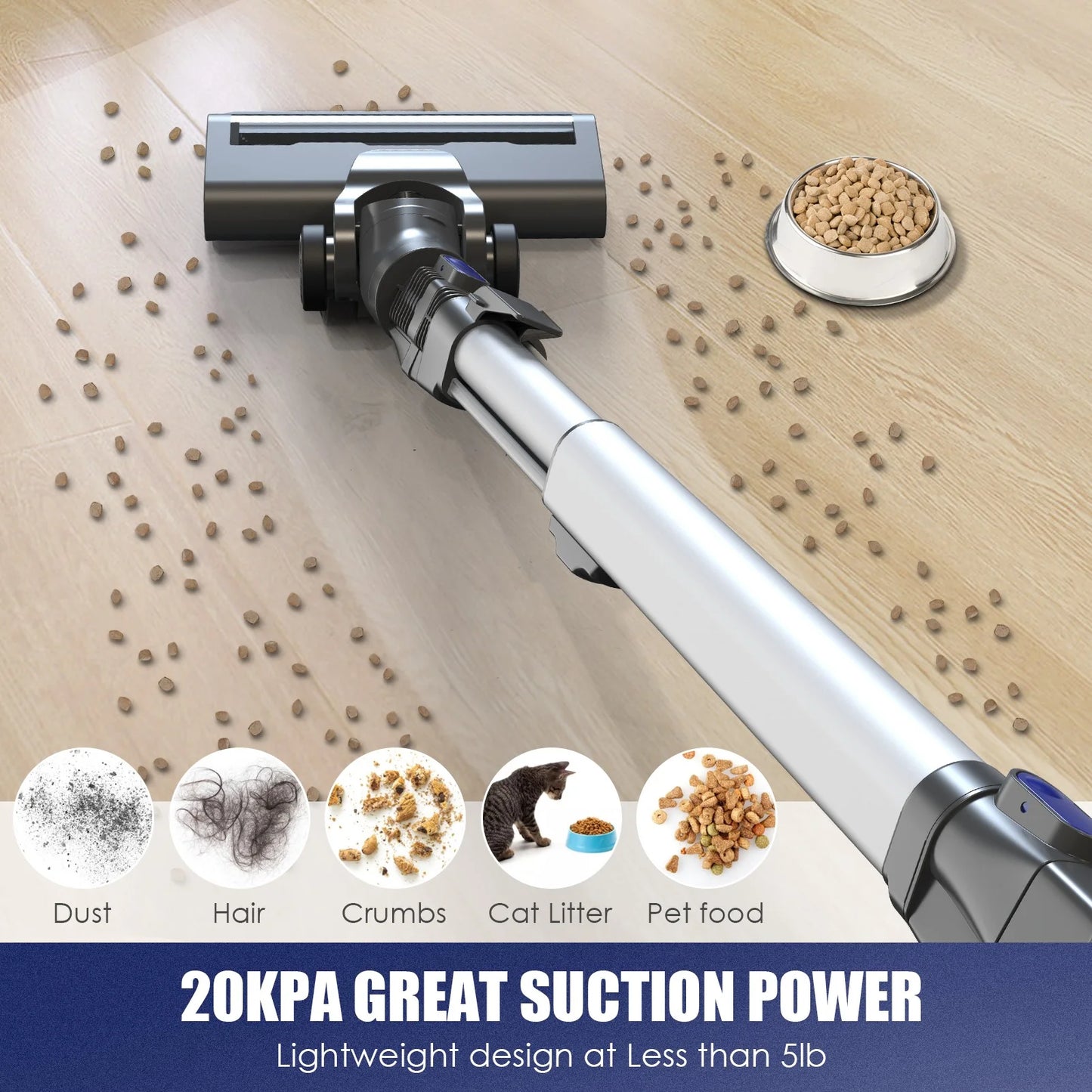 MOOSOO Stick Vacuum Cleaner, 4-in-1 Handheld Cordless Vacuum with Powerful Suction for Home Hard Floor Carpet Car Pet Hair, XL-618A