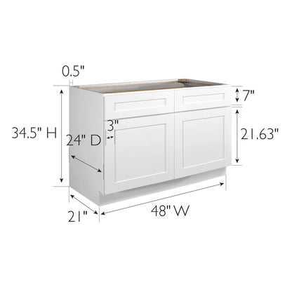 Design House Brookings Ready to Assemble Wood Shaker 2-Door and 2-Drawer Kitchen Base Cabinet (48 x 34.5 x 24), Sherwin Williams? White