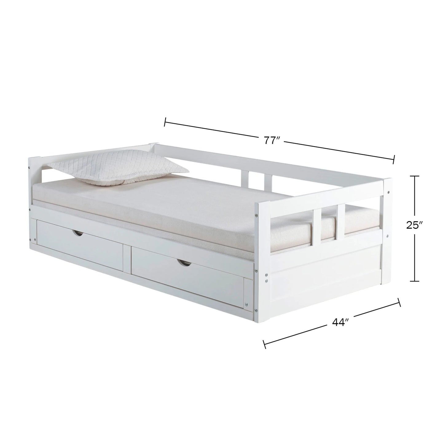 Melody Twin to King Extendable Day Bed with Storage White