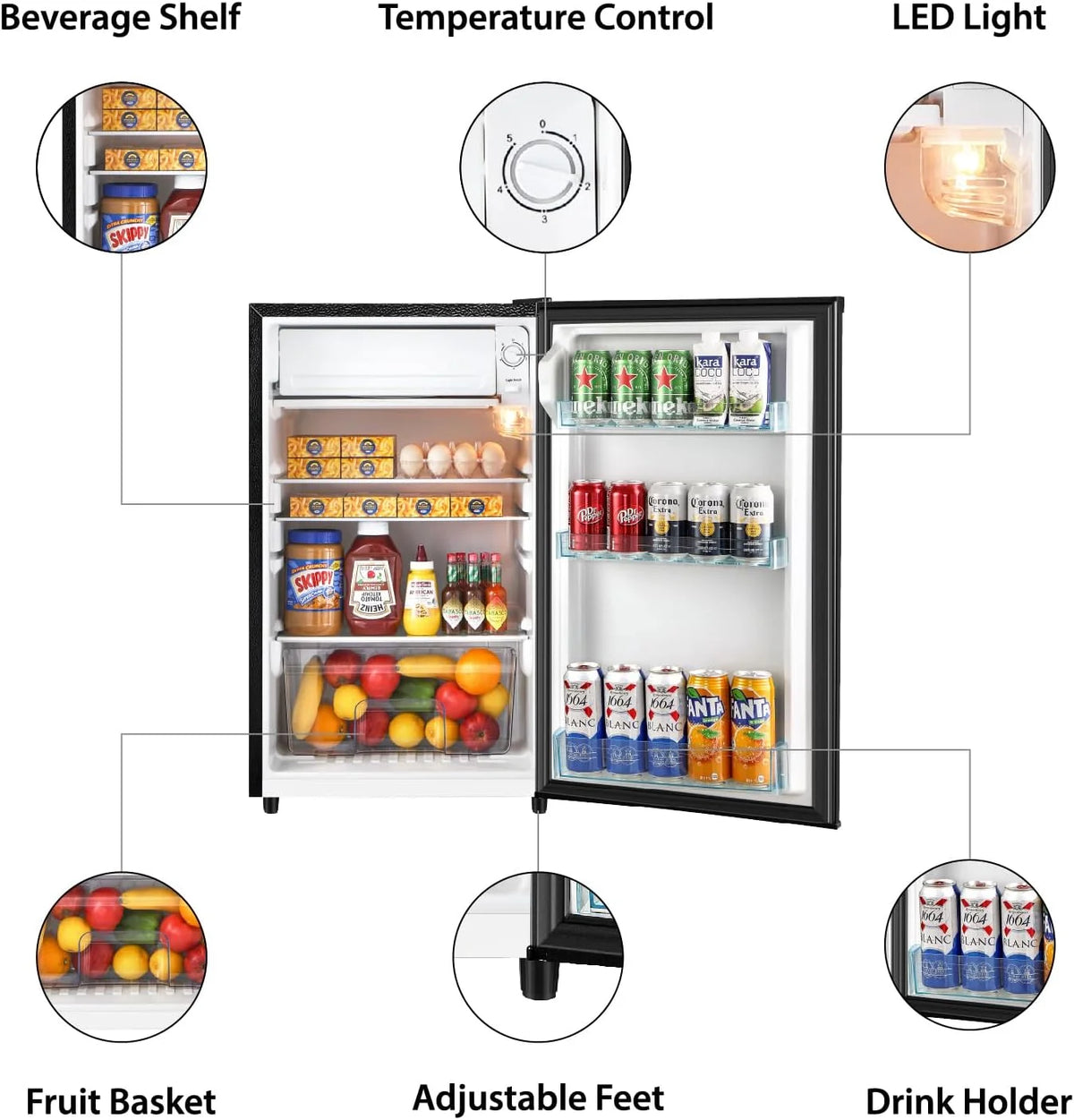 HUMSURE 3.1 Cu.ft Mini Fridge with Freezer, Single Door Compact Refrigerator for Dorm, Office