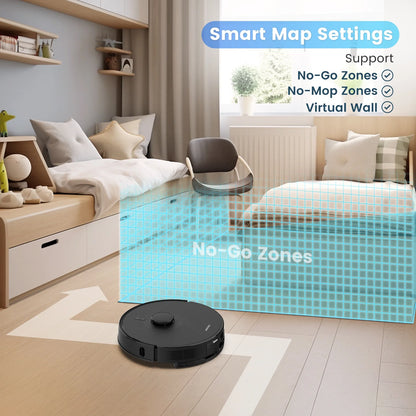 AIRROBO L60+ Self-Empty Robot Vacuum and Mop Cleaner with Ultrasonic Carpet Detection,6000Pa Suction,Laser Obstacle Avoidance,240min Long Runtime