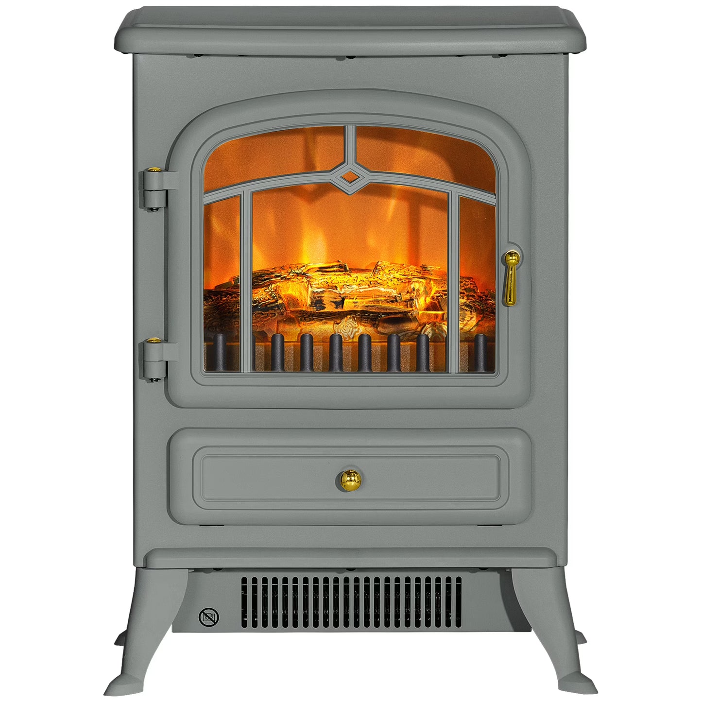 HOMCOM Electric Fireplace Heater with Realistic LED Flames Beige
