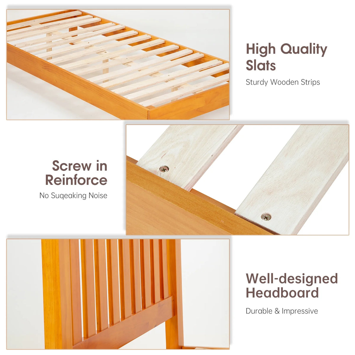 YRLLENSDAN Adult 37 Inches Bed Frames with Headboard, Twin