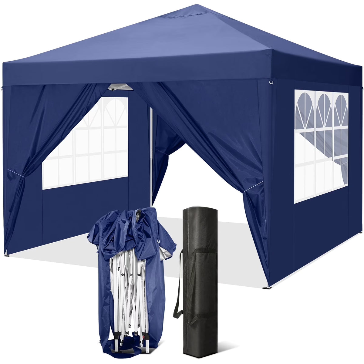 SANOPY 10'x10' EZ Pop Up Canopy Tent Outdoor Party Instant Shelter Portable Folding Beach Canopy with 4 Sandbag & Carrying Bag, Black