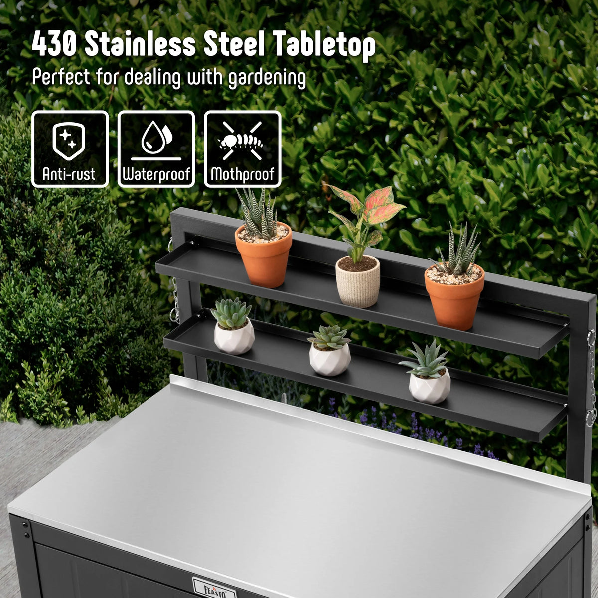 Feasto Garden Potting Bench with Storage Cabinet,Outdoor Gardening Table & Work Bench for Horticulture,Black