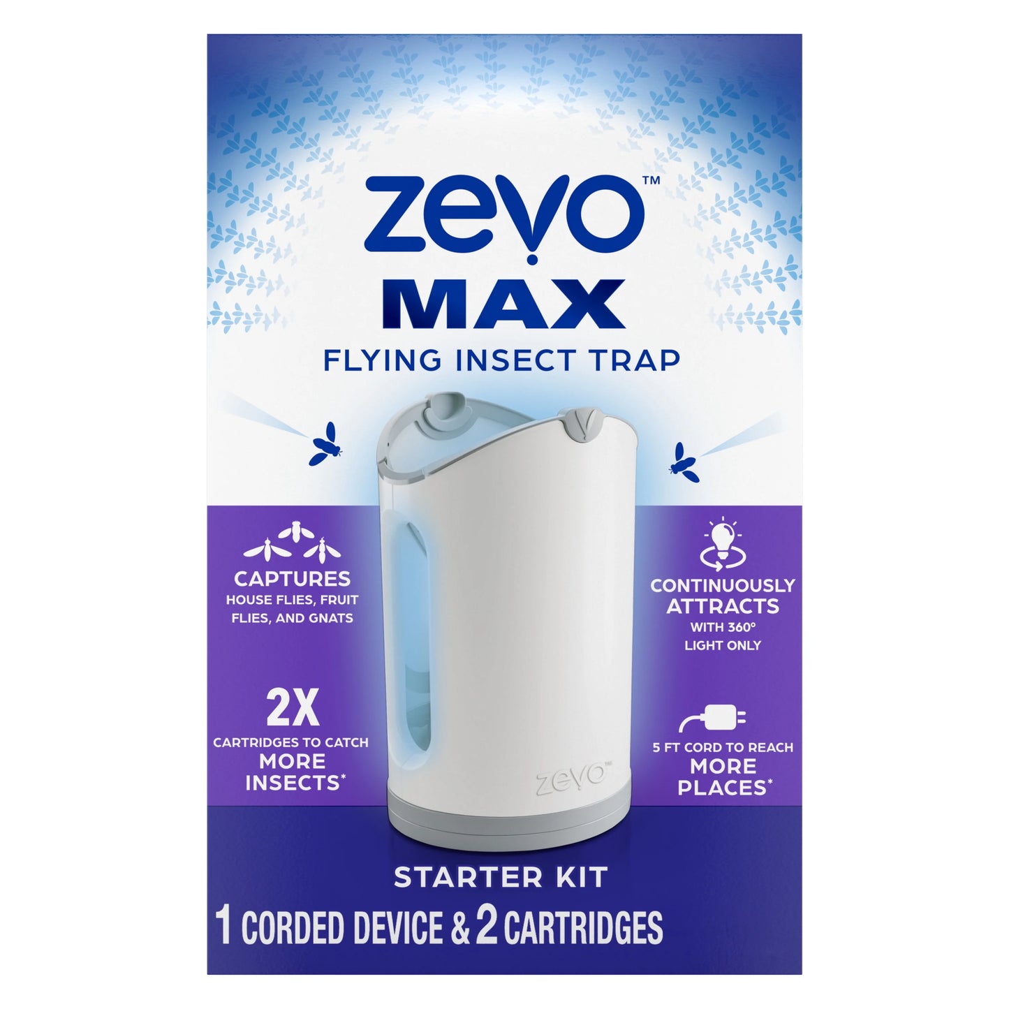 (4 pack) Zevo Max Flying Insect Trap - 1 Plug in Base & 2 Refill Cartridges