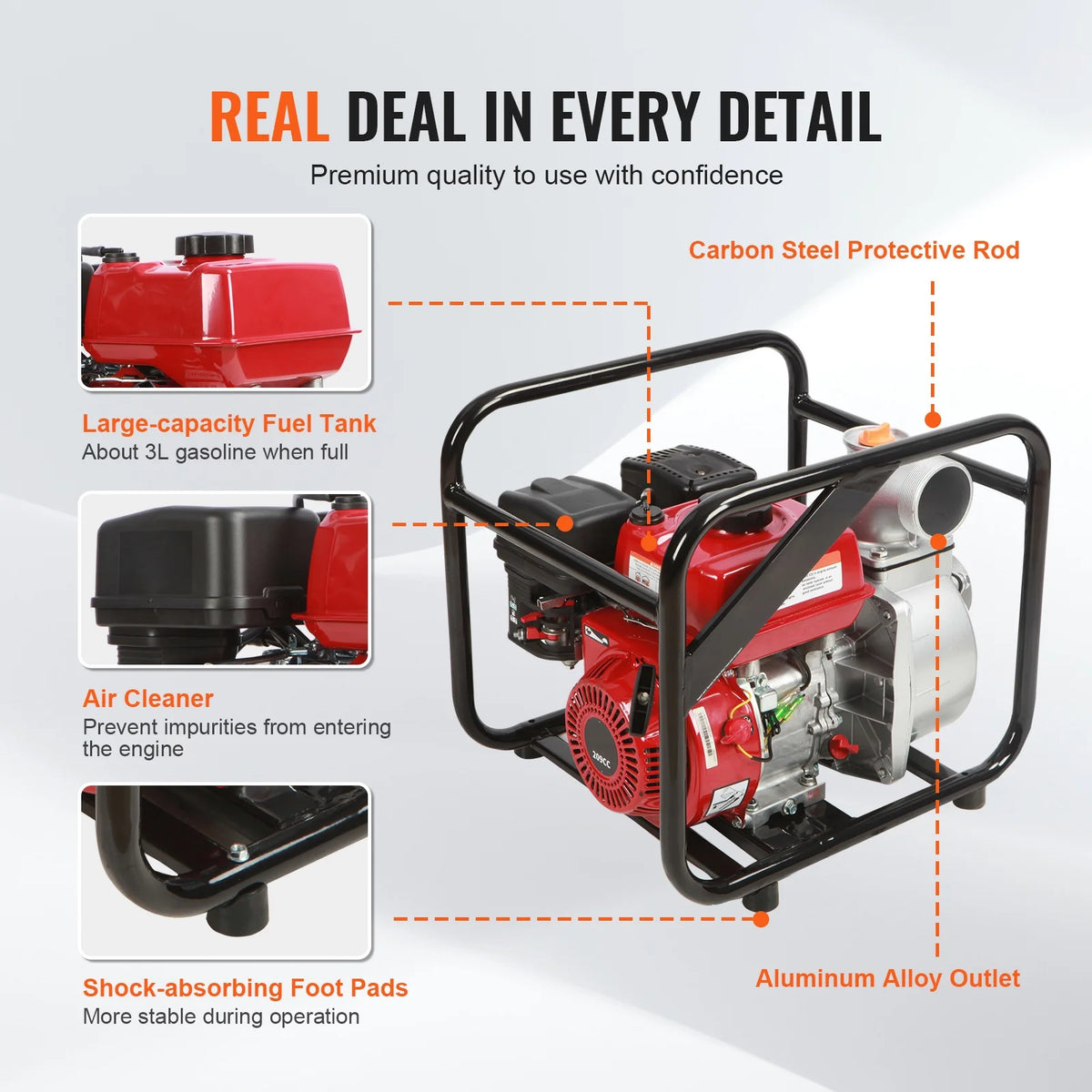 BENTISM 3" 7HP 4-Stroke Gasoline Engine Water Pump Gas Powered Water Transfer Pump
