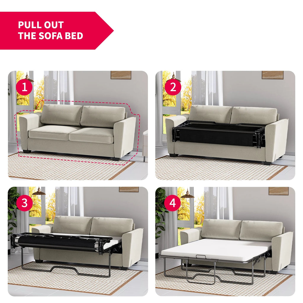 Mjkone Queen Pull Out Sofa Bed,Loveseat Sleeper Sofa with Mattress,2-in-1 Convertible Sleeper Couch,Dark Grey