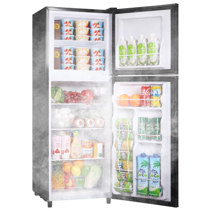 4.5 Cu. ft. Compact Refrigerator 2 Door with Freezer,5 Adjustable Thermostat & 4 Removable Glass Shelves