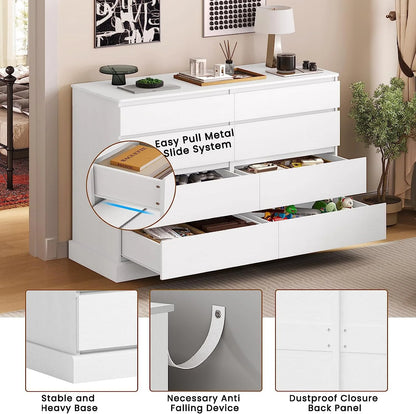 8 Drawers Double Dresser Wooden Black Chest of Drawers for Bedroom, Large Storage Cabinet for Home Living Room
