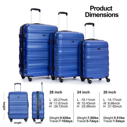 Tripcomp Hardside Luggage Set 3-Piece Set (21/25/29) Lightweight Suitcase 4-Wheeled Suitcase Set(Purple)