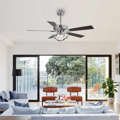 Parrot Uncle 52-Inch Contemporary Chrome Ceiling Fan with Integrated LED Lights and Remote Control