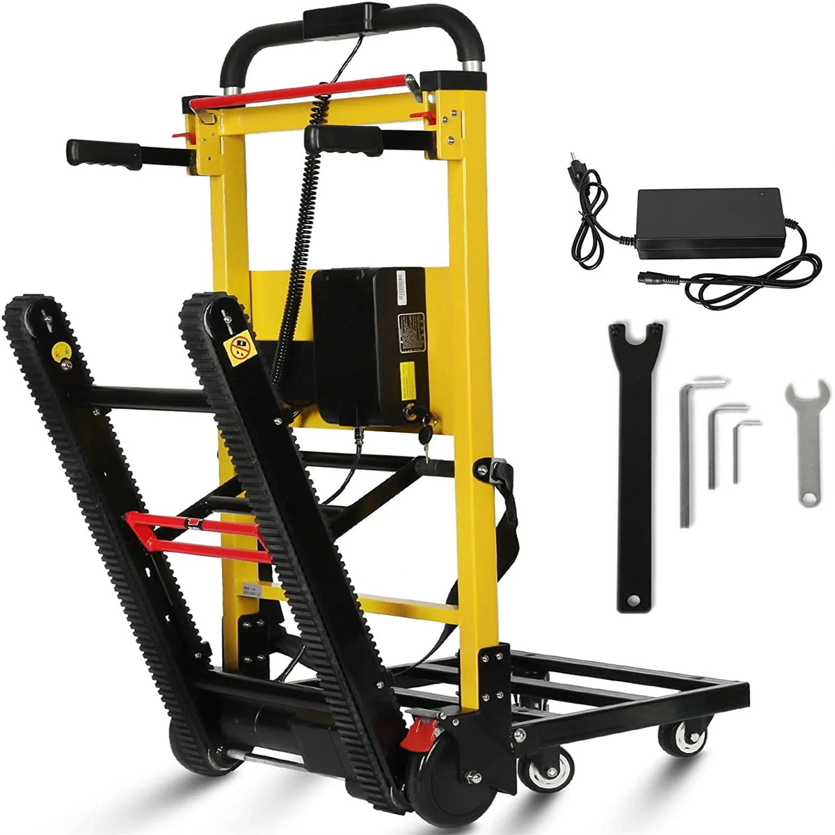Rocita Electric Stair Climbing Truck, 441lb Load Heavy Duty Folding Stair Climber Dolly Moving Cart with 6 Wheels, Hand Truck Motor Battery Powered Truck