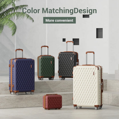 Melalenia - 7 Luggage Sets ABS Hardside Spinner Luggage -With Spinner Wheels and TSA Lock-White