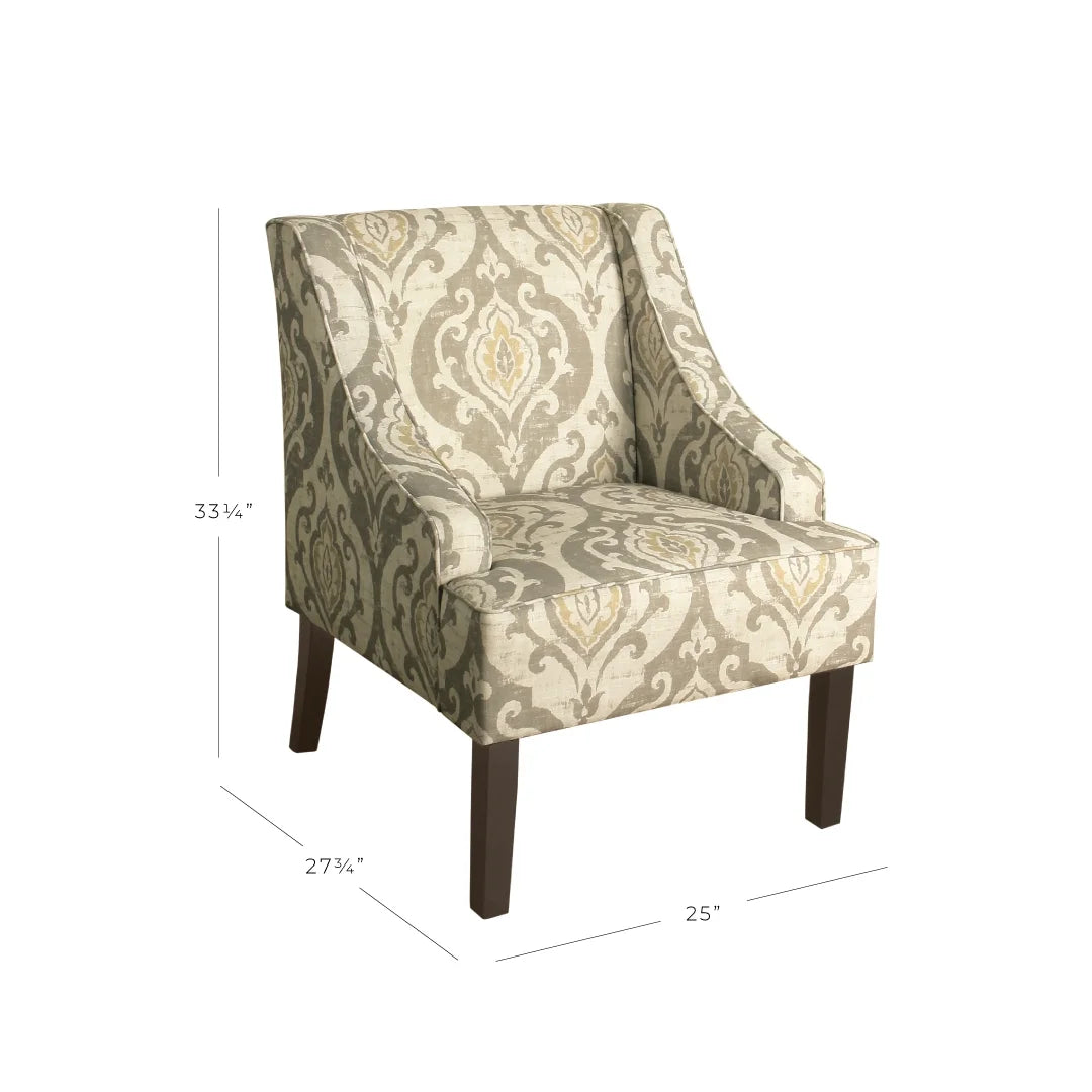 HomePop Classic Swoop Accent Chair - Blue and White Damask