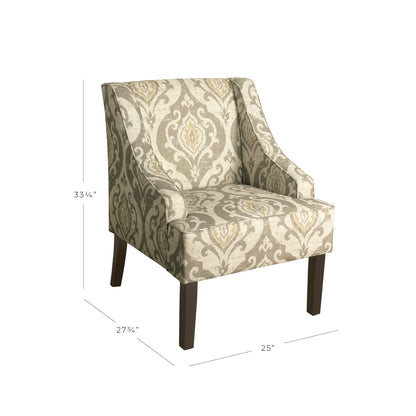 HomePop Classic Swoop Accent Chair - Blue and White Damask