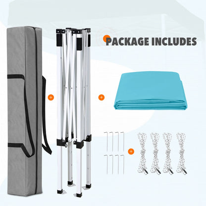 EAGLE PEAK 5x5 Pop Up Canopy Tent Instant Outdoor Canopy Easy Set-up Straight Leg Folding Shelter（Blue）