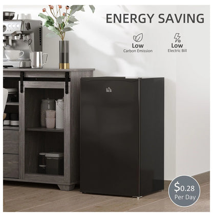 Mini Fridge with Freezer, 3.2 Cu.Ft Compact Refrigerator for Bedroom, Dorm, Apartment - Adjustable Thermostat, Reversible Door, Black
