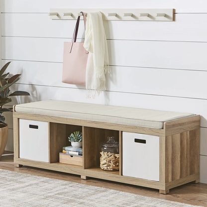 Better Homes & Gardens 4-Cube Shoe Storage 58.39" Bench, Weathered