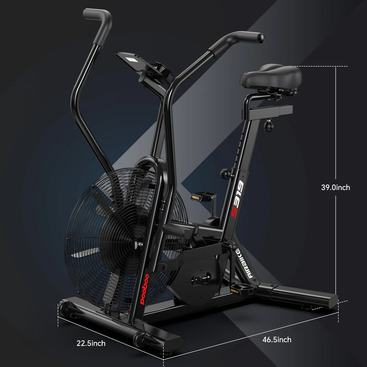 LNOW Commercial Built-in Bluetooth Fan Exercise Bike, Adjustable Air Resistance with Dual-Action Handlebars, Heavy Duty Indoor Cycling Bike for Home Gym Traininning, 350lbs Arm/Leg Cardio Workout