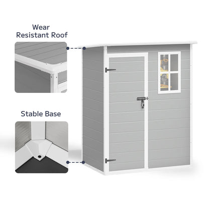 5x3ft��16.6 sq. ft.�� Outdoor Storage Shed, Asofer Resin Storage Shed, Plastic Garden Shed for Garden, Gray