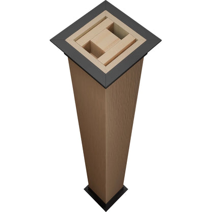 Ekena Millwork 6"W x 5'H Sand Blasted Endurathane Faux Wood Non-Tapered Square Column Wrap with Faux Iron Capital & Base