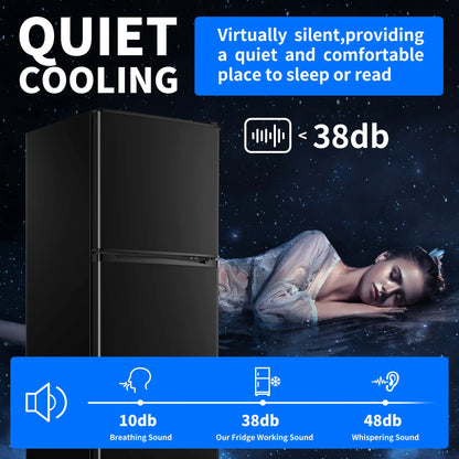 4.5 Cu. ft. Compact Refrigerator 2 Door with Freezer,5 Adjustable Thermostat & 4 Removable Glass Shelves