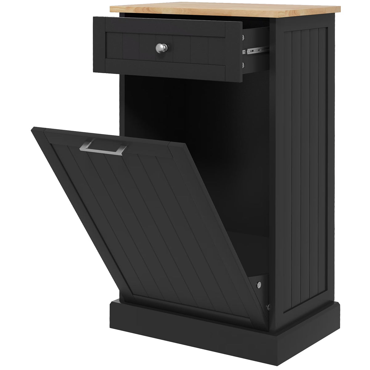 HOMCOM Kitchen Tilt Out Trash Bin Cabinet, Free Standing Recycling Cabinet