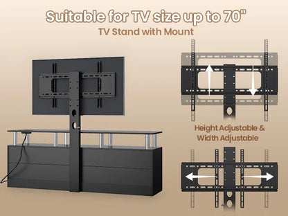 Afuhokles TV Stand with Mount and Power Outlet, TV Mount for up to 75 inch TVs, Modern LED TV Stand with 6 Drawers, Black