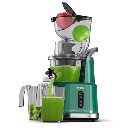 SIFENE 200W Cold Press Juicer Machine for Fruits and Vegetables, Masticating Juice Maker with 83mm Wide Chute, High Yield, Easy Clean, Gray