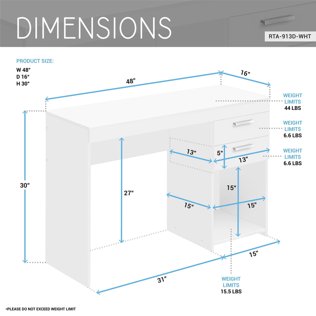 Techni Mobili Home Office Computer Desk with Storage, Espresso