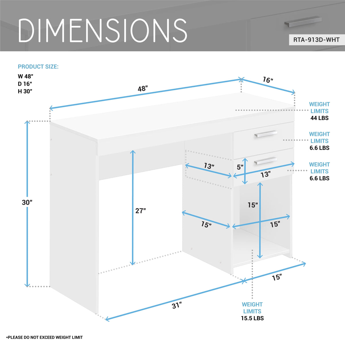 Techni Mobili Home Office Computer Desk with Storage, Espresso