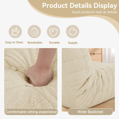 VFD Bean Bag Chairs for Adults, Beanbag Chair with Ottoman Lounge Sofa Memory Foam Comfy Reading Chair for Bedroom & Living Room, Lazy Floor Sofa Couch